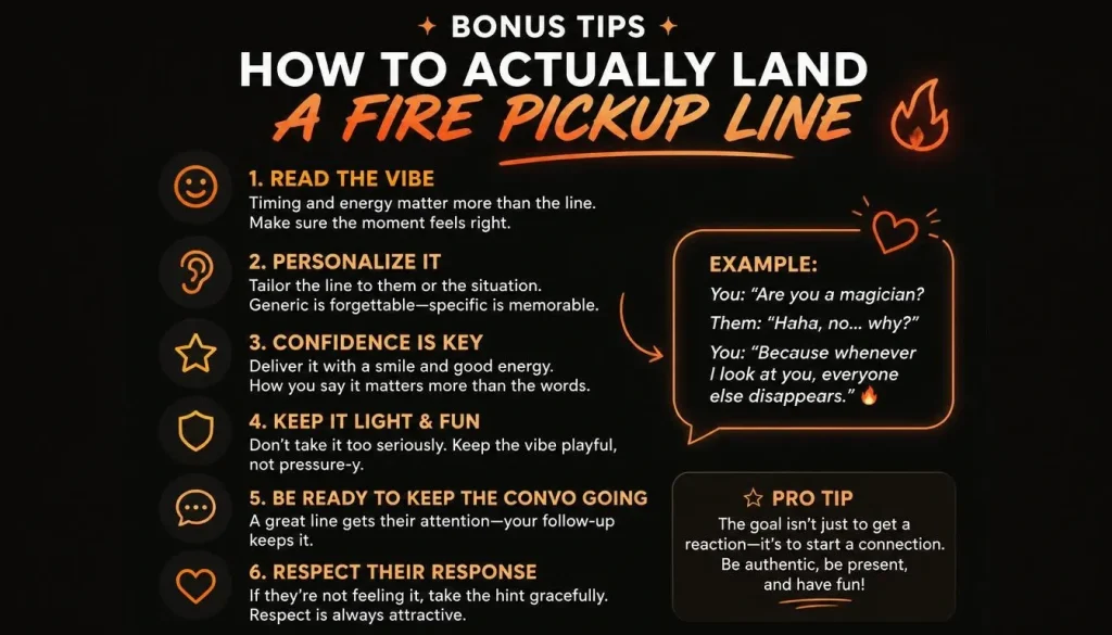Bonus Tips: How to Actually Land a Fire Pickup Line